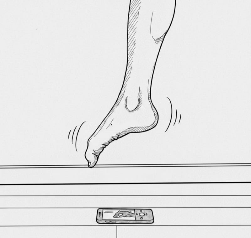 Wrong: foot tilted, not level